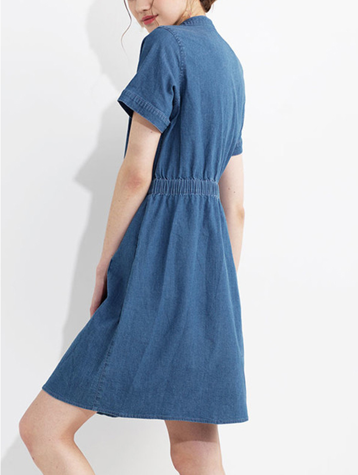 Women Summer Clothing 100 % Cotton Denim Dress