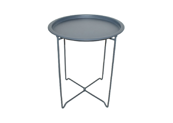 Round Steel Plate Rattan Garden Table Indoor Outdoor 40x48cm