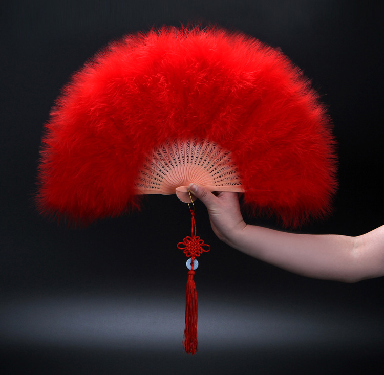 Y-Z Dance Performance Show Art Fan Holiday Party Photography Props Decorative Tassel Feather Big Hand Folding Fan