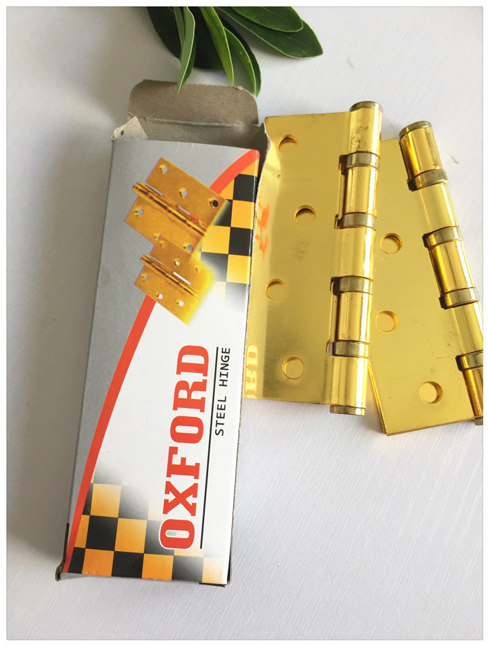 Flat Tip Heavy Duty Door Hinges Golden Plated With Screws Inner Box