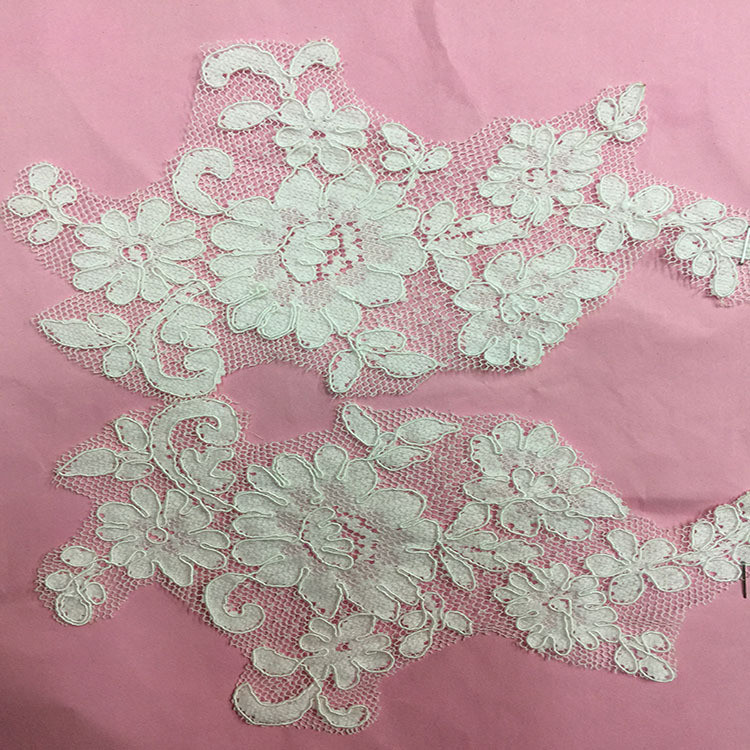 Ivory Venise Cord Lace Applique for Bridal Gown Wedding Dress decor,one pair