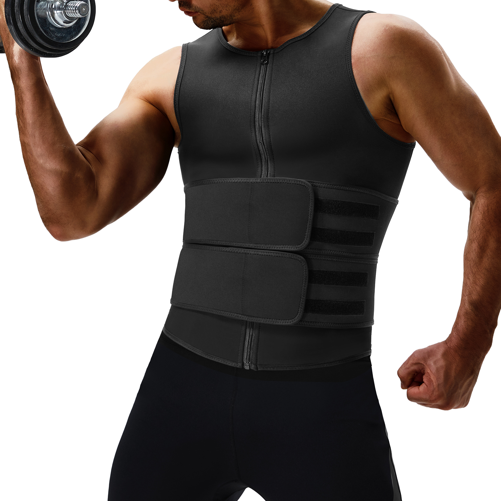 Private Label Neoprene Sweat Vest with Waist Belt Men's Waist Trainer by Waistdear