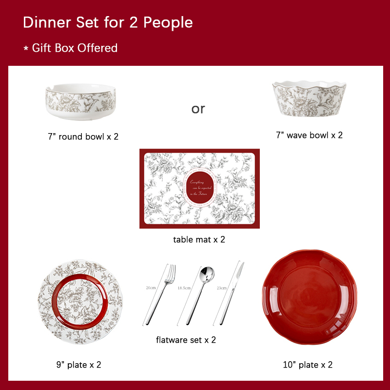 Full Porcelain Christmas Tableware Chinese Year Ceramic Tableware Plant Pattern Type