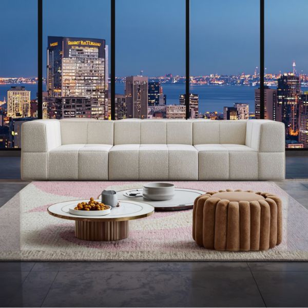 Luxury Modern Elegant Convertible Fabric Sectional Sofa Bed Set Customized Extendable Vacuum-Sealed Compressed Package Villa