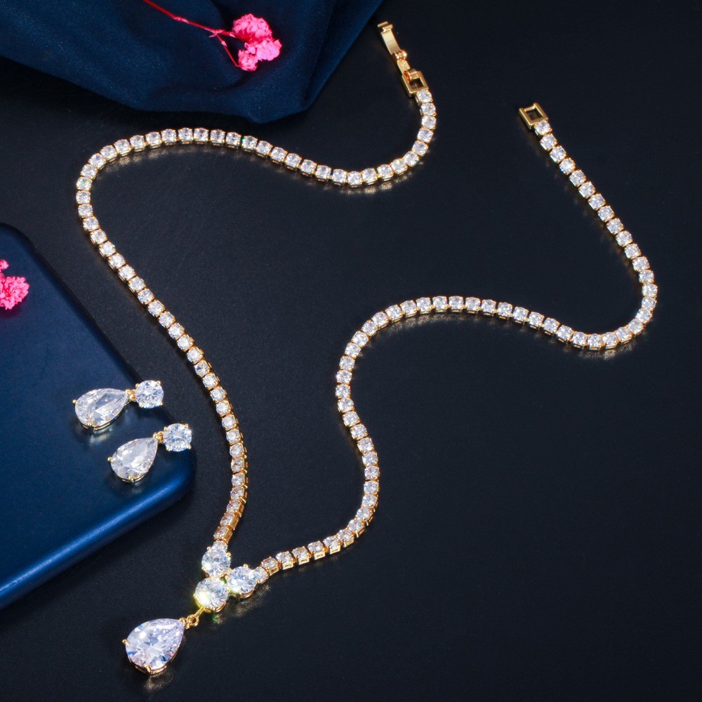 CZ charm pendant necklace necklace bracele earring ring dainty jewelry for women lady valentine wedding Jewelry sets