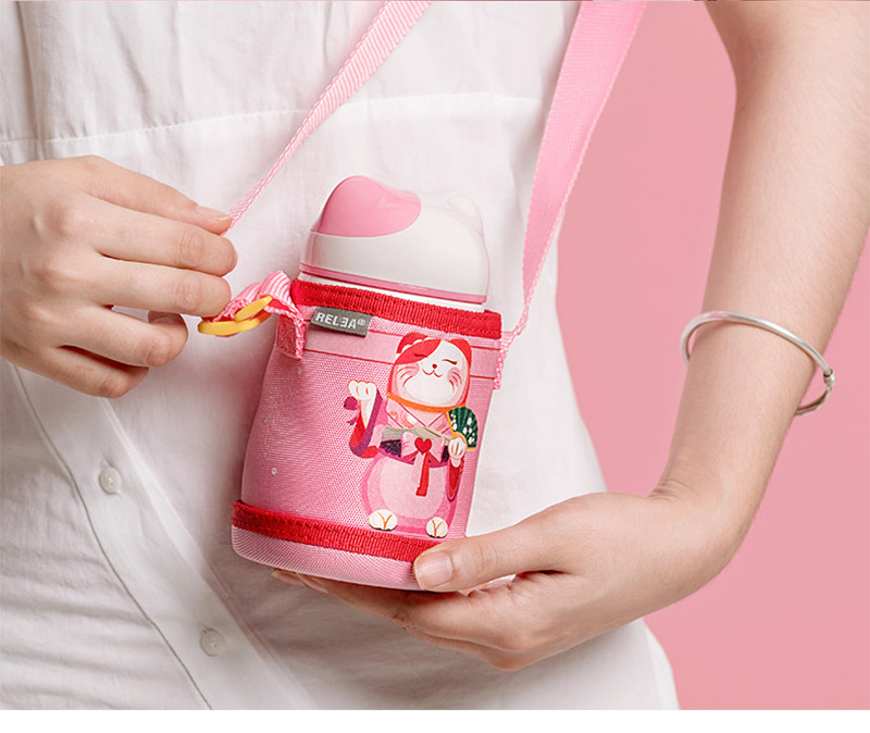 Cartoon Cat Printing Oxford Baby Feeding Milk Bottle Holder