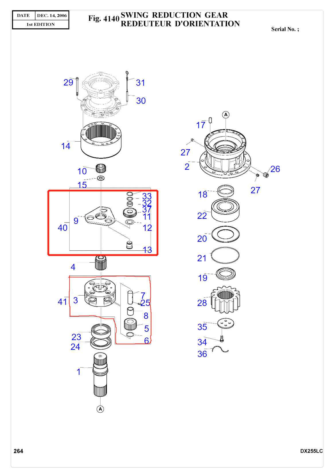 DX260 DX255LC DAEWOO Excavator Gear K9004901A Planetary Gear Carrier Assy JCM936