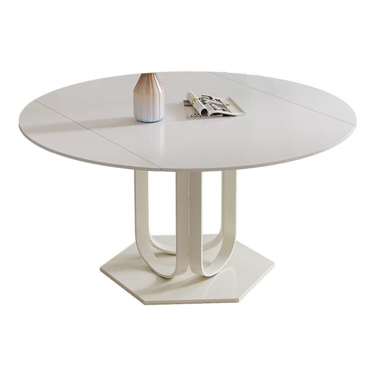 Customized Size Round Dining Table 4 Seater With Leather Chairs