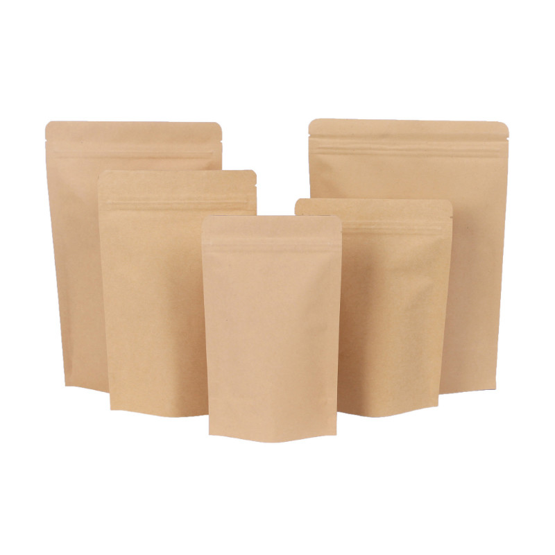 Compostable Brown Stand Up Kraft Paper Zip Lock Bag Aluminum Foil Mylar Doypack Zipper Bag