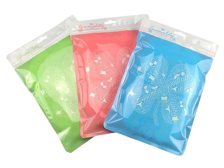 Custom plastic eco friendly clothing/underwear/socks packaging k bag with zipper