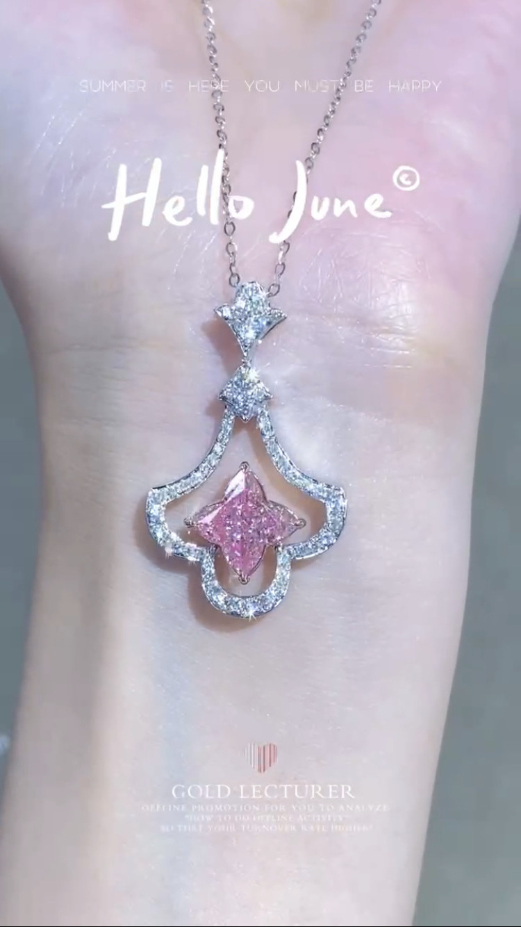 Four Leaf Clover Lily Cut Lab Grown Diamond Pendants Fancy Pink 2.93ct