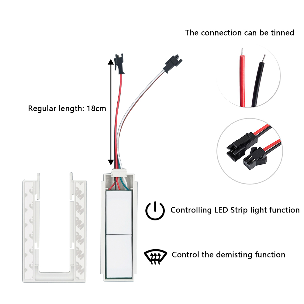 Double Key Dimmer Defogger Touch Switch Sensor For Lighted Bathroom Mirror 12v 5A 60W Three Colors LED Smart