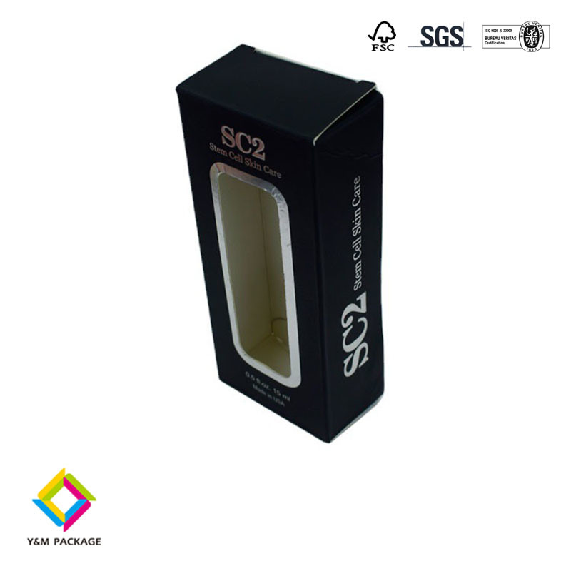 Custom Printed black Perfume Paper Box folding cartons With Window