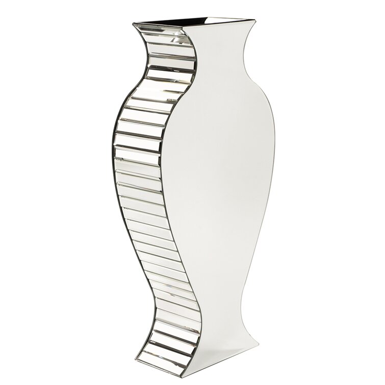 Clear Crystal Tall Mirrored Crushed Diamond Floor Vase Planter For Wedding
