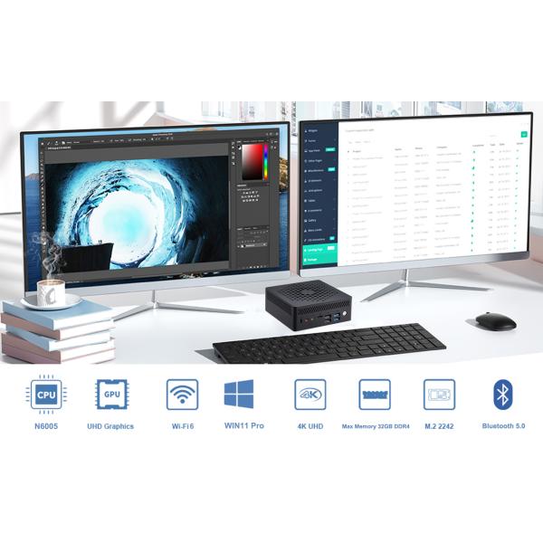 Gigabit Lan Fanless Mini PC Celetron N4500 N5100 N5095 4K HDMI DP VGA 4xUSB3.0