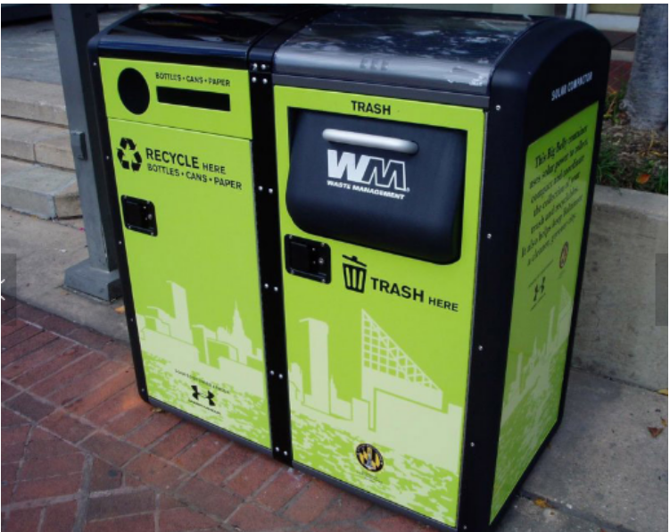 Outdoor Stainless Steel Smart Garbage Bins , EN 840 Automatic Trash And Recycling Bin