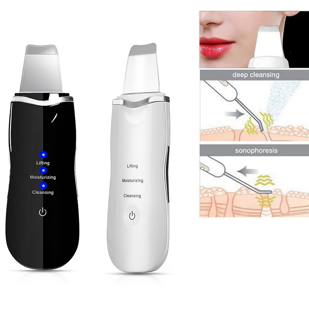 Ultrasonic Skin Scrubber Deep Cleaning Face Scrubber Vibrating Facial Cleansing Skin Spatula Peeling Beauty Instrument D