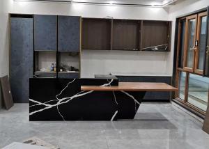 Quality Black And White engineered stone countertops Composite Stone Kitchen Worktops for sale