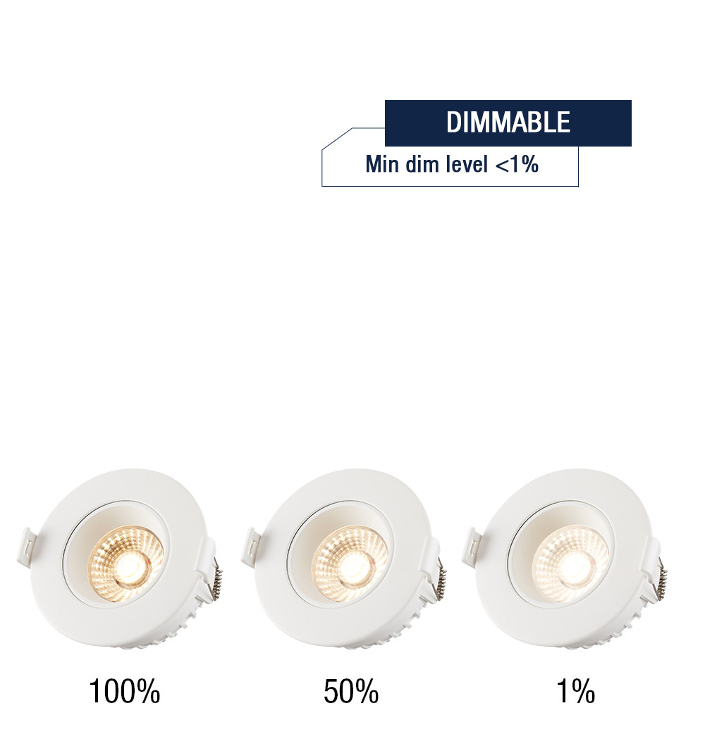 Warm White Dimmable COB LED Downlight Durable Recessed 9W IP54