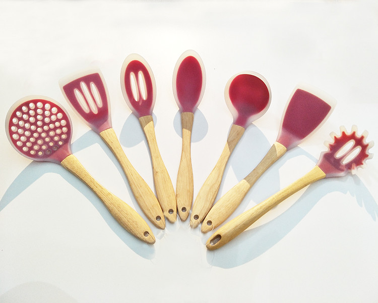 Food Grade Silicone with Slotted Turner/Flipper, Spoon, Spatula, Ladle, Pasta Server, Strainer