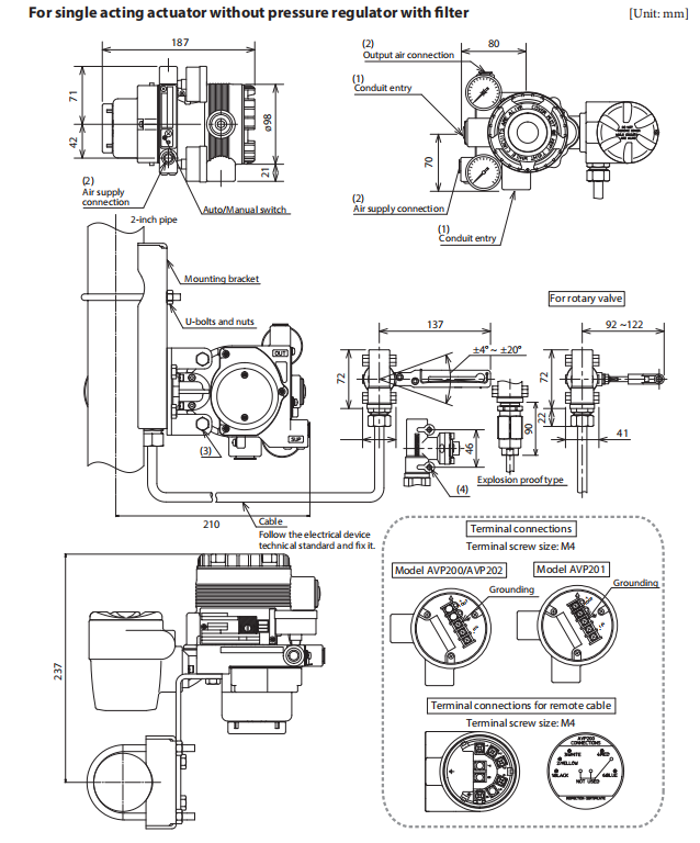 Avp200 Avp201 Avp202 Azbil Smart Valve Positioner Current Pneumatic Control Valve Positioner