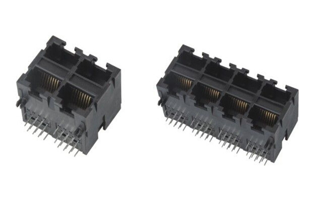 2 x 2 / 2 x 4 Port 90 Degree RJ45 Connector Without EMI PBT Housing