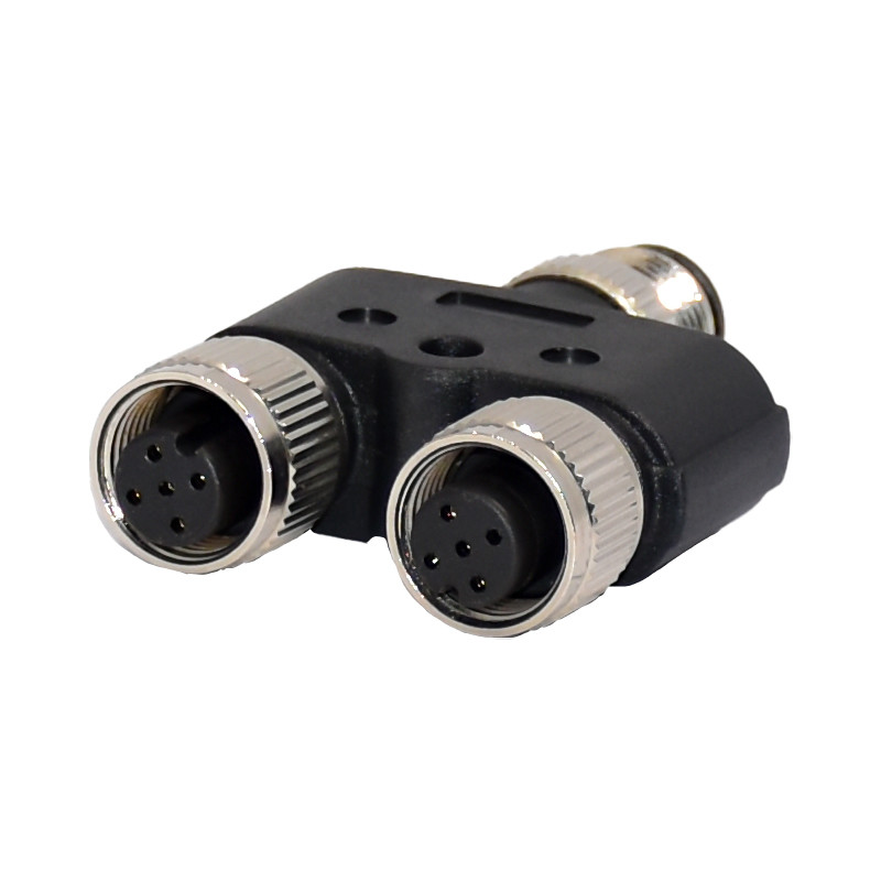 M12 Waterproof Connector A Coding 4pins 5pins Circular Female Y Type Assembly Connector