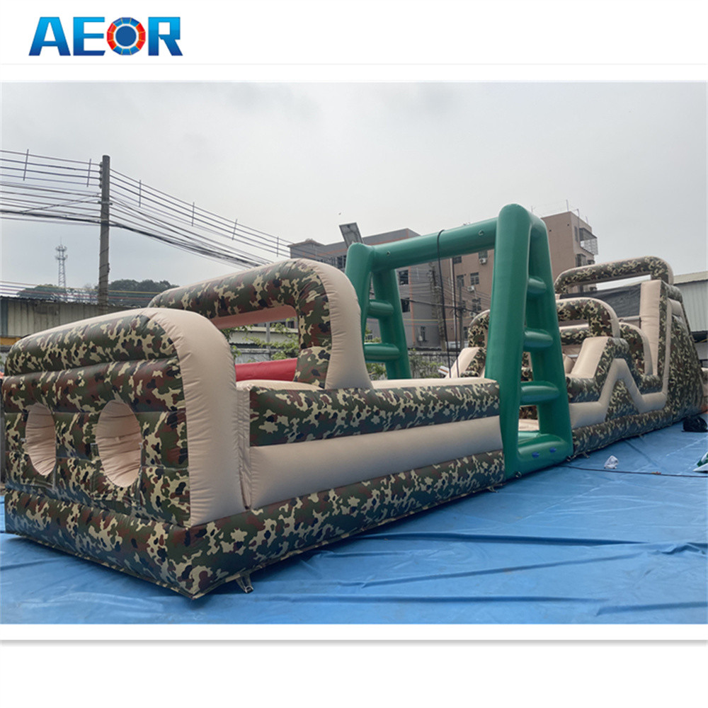 Quality inflatable PVC Camouflage jumping obstacle backyard inflatable obstacle course for sale