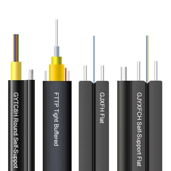PVC or LSZH Jacket Messenger Wire Ftth Drop Cable Fiber Optic