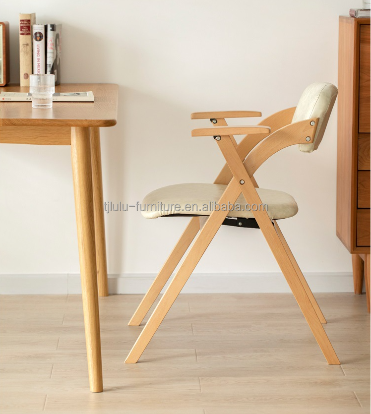 Durable Home Furniture Modern Foldable Wood Folding Chair for Restaurant and Living Room