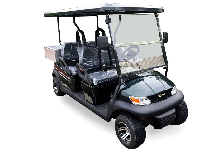 Dark Blue Electric Utility Golf Cart 4 Passenger With Aluminum Box For Luggage
