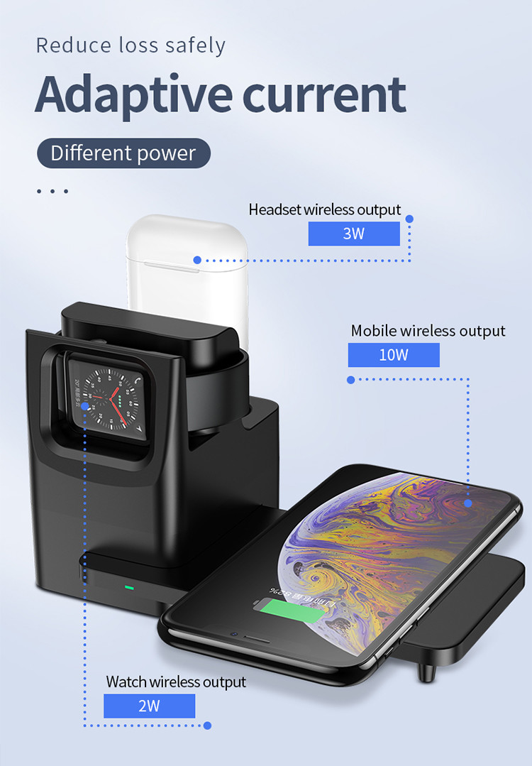 ABS Multifunction Pearl White 10W 3in1 Wireless Charger