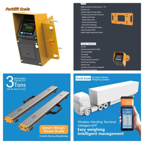 Bluetooth Portable Pallet Beam Scale with 3.7v2500mAh Battery and 1% Composite Deviation for 1500kg Weighing