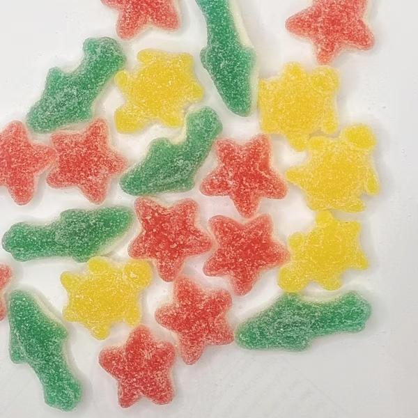 Colorful Shaped Gummy Candies Assorted Fruit Flavored Fun Snacks