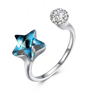 Quality 10x17mm 3.23g 925 Sterling Silver Rings Platinum Plated Star Diamond Ring SGS for sale