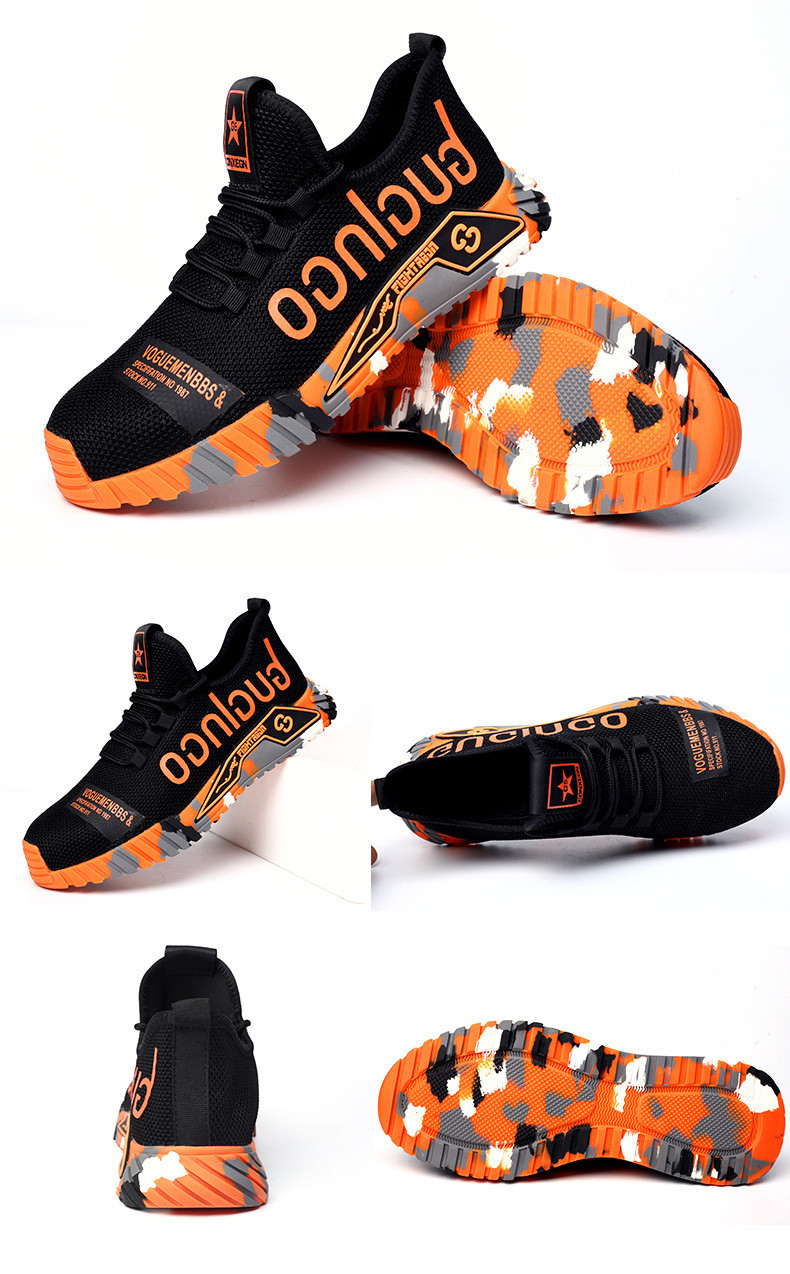 Breathable Fly Knit Safety Shoes With Kevlar Midsole Standard Steel Toe Anti Smashing Rubber Sole
