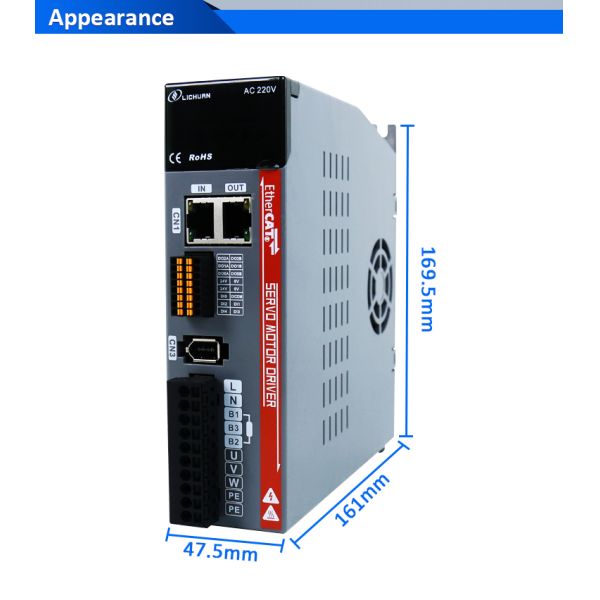 Lichuan AC Servo Motor Drivers Kit LC10E Series EtherCAT 0.32N.m 100W 0.1KW AC220V 1.1A/1.6A/2.5A/3.3A 3000RPM IP65