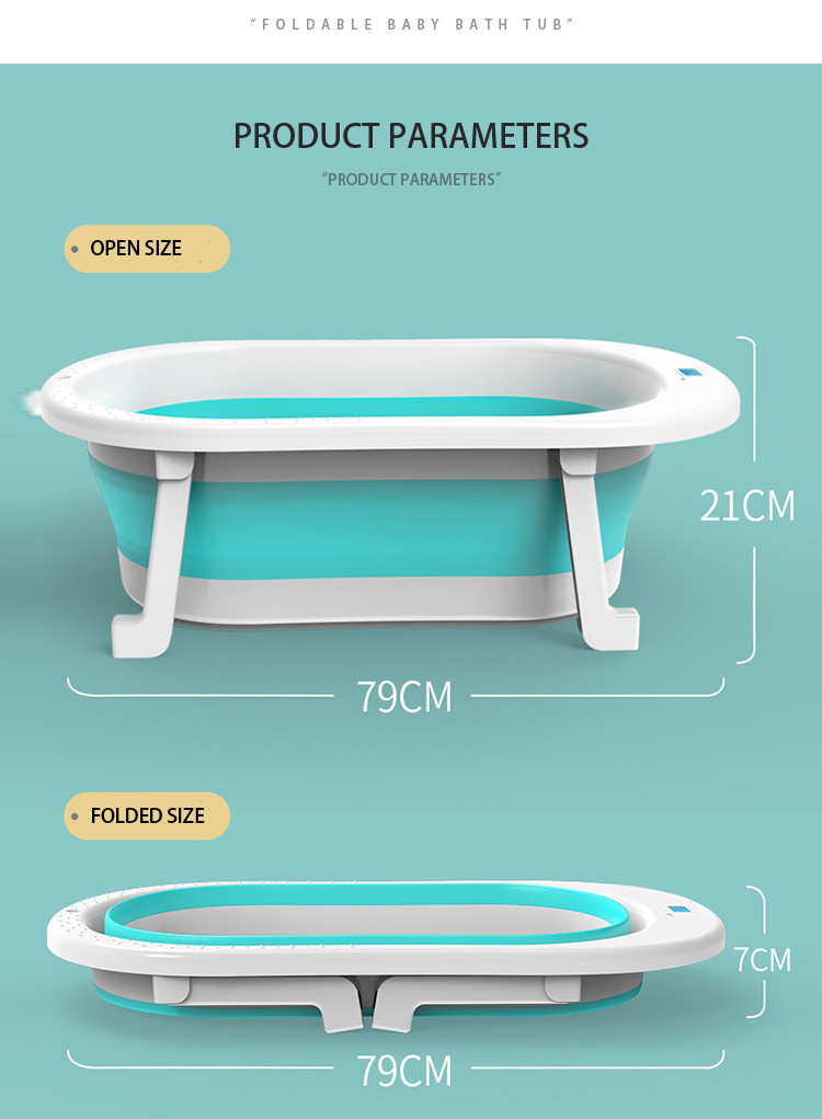 3 Colors Choose Customized Logo Collapsible Infant Tub Bigger Size Kids Bathtub With Thernometer Display
