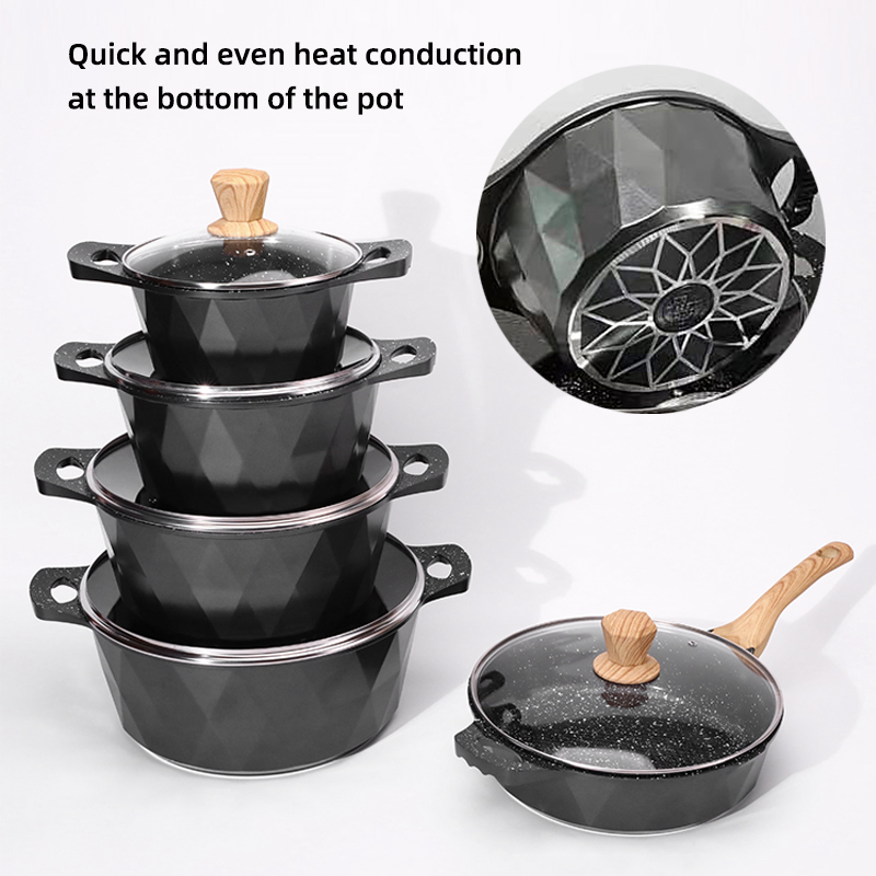 Wholesale 12 PCS Aluminium Cooking Pot Set Non-stick Ollas Soup Pot Frying Pan Sets For Kitchen