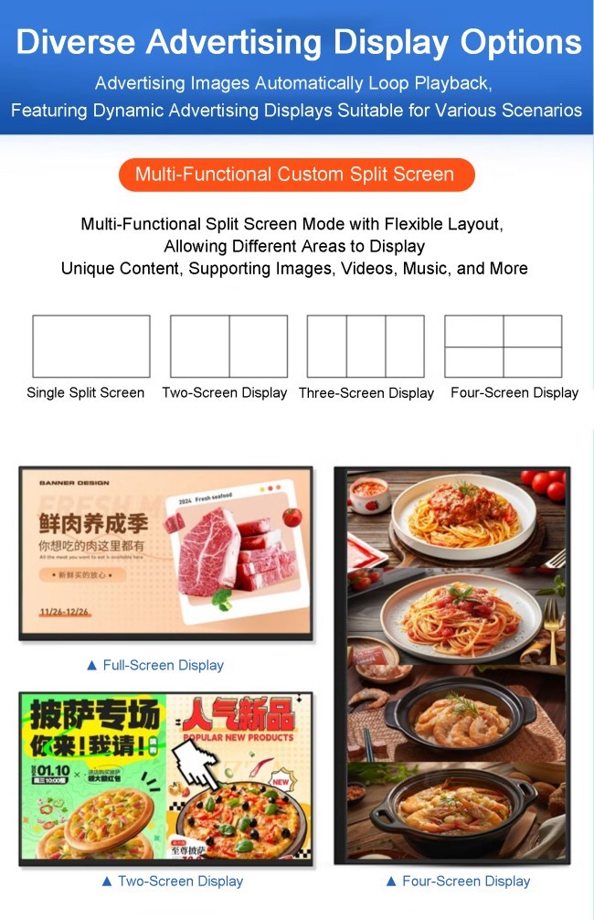 55 Inch Indoor Wall Mounted Window Video Advertising Display Board Digital Advertising Screen