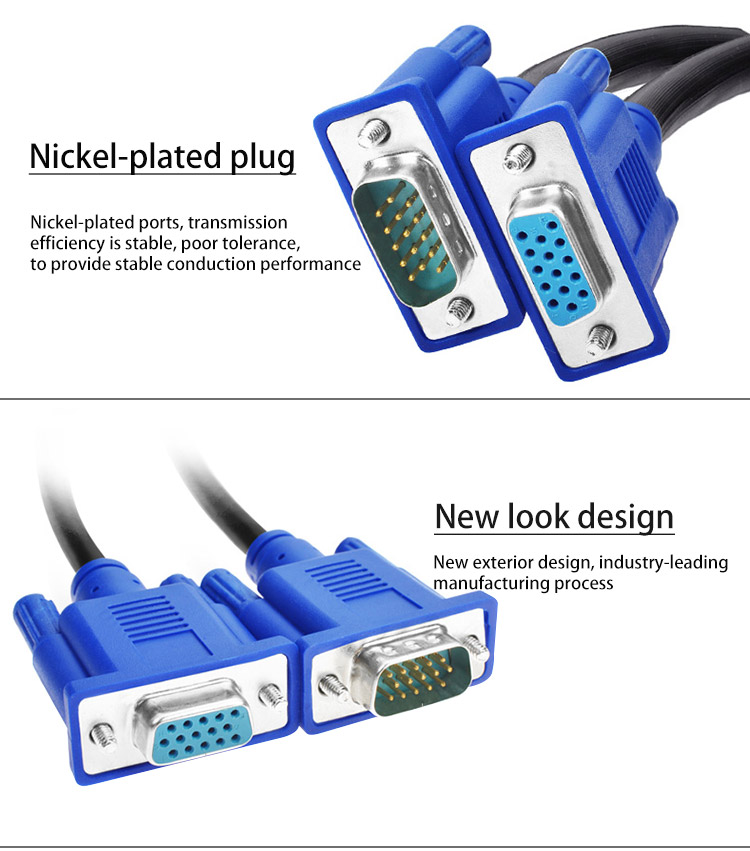 6.0mm Computer VGA Monitor Cables Hdmi To Vga Cable Braid Shielding