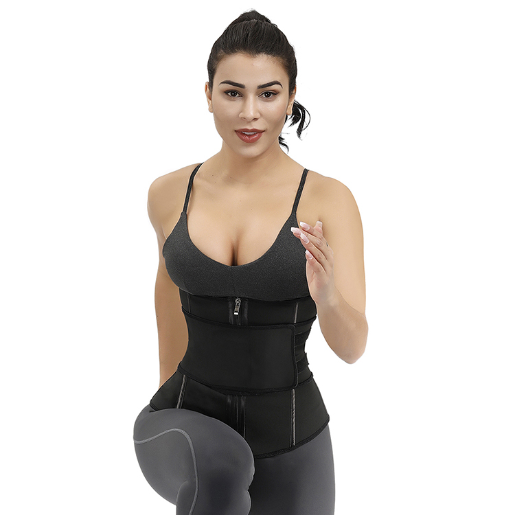 Double Layered Waist Trainer Corset HEXIN 7 Steel Boned Zipper Belt for Abdomen Strengthening