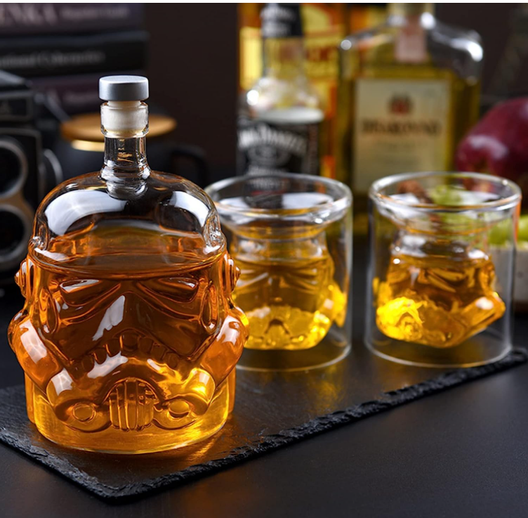 Rubber Stopper Whisky Decanter 750ml Glass Bottle Custom Size