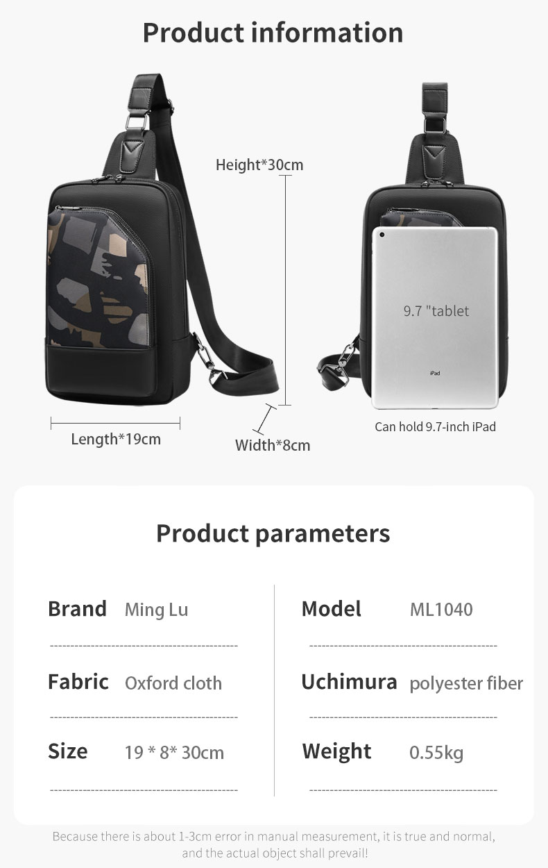 New camouflage trend fashionable one shoulder sling bag outdoor waterproof men's crossbody chest bag