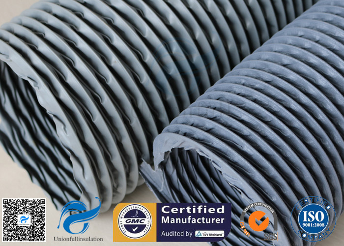 PVC Coated Fiberglass Fabric HAVC Flexible Air Duct 200MM Grey 260℃ Waterproof
