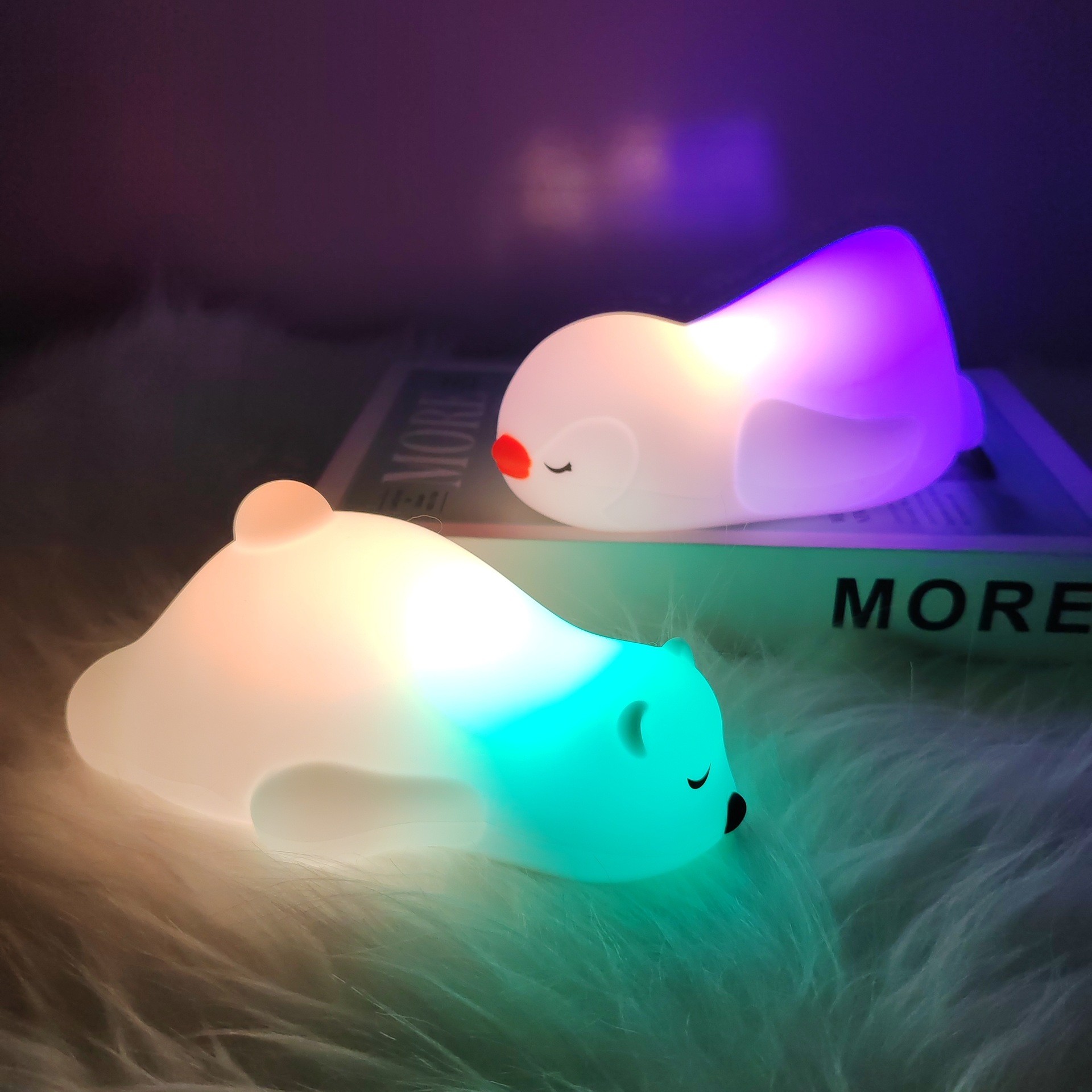 Night Light For Kids Cute Silicone Puppy Night Light With 2 Levels Of Brightness 7 Colors Kawaii Touch Lamp For Bedroom