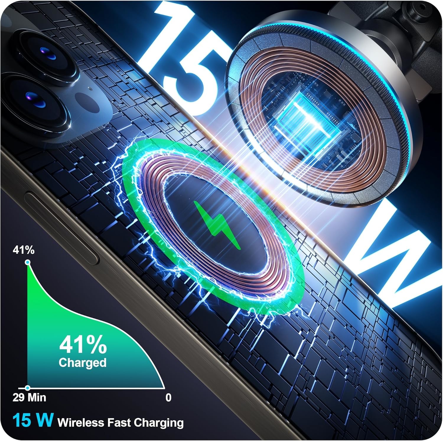 Magic Circle Pro 15W Car Wireless Charger Phone Holder Fast Charging With Magnet