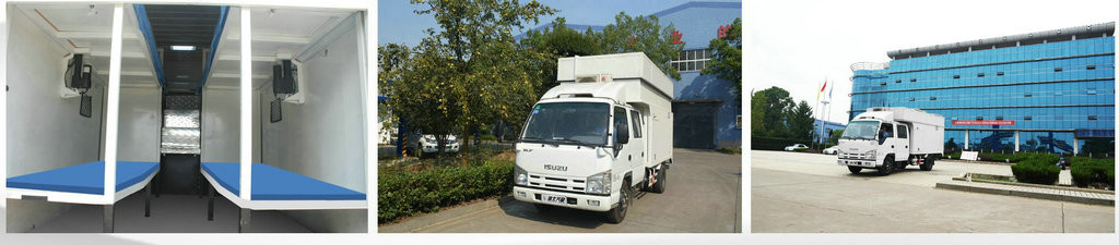 ISUZU Caravan Outdoor Mobile Camping Truck With Living Room for 5-6 men top replacement air fan and solar panel