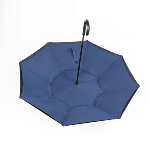 Black Metal Pole Reverse Folding Umbrella , Custom Design Automatic Inverted Umbrella