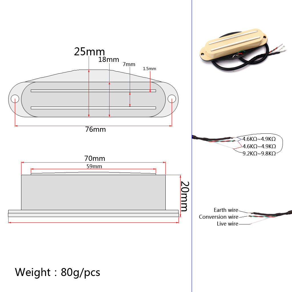 SSS Ceramic Magnet Mini Guitar Pickup Hot Rail Chrome Dual Rail High Output